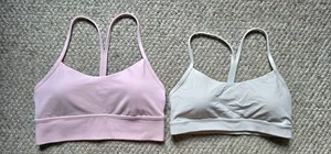LOT OF 2 Lululemon Flow Y Nulu Longline Bra Flush Pink Flow Y White Bra Size 8 - Picture 1 of 5