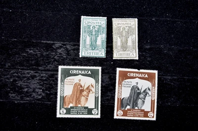 ИТАЛЬЯНСКАЯ КОЛОНИАЛЬНАЯ МАРКА S 1934 CYRENICA S 59-60 + 1926 ЭРИТРЕЯ S B12-B13 MH - Изображение 1 из 3