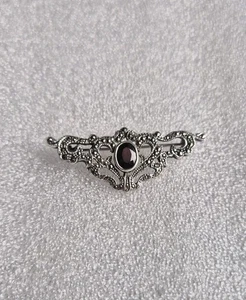 sehr schöne alte Jugendstil Brosche - 925 Silber - Markasiten und Granat Schmuck - Picture 1 of 5