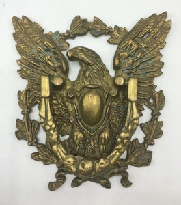 Vintage Large Brass American Eagle on Wreath Solid Brass Door Knocker - Bild 1 von 9