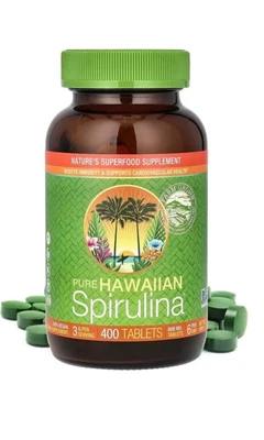 Spirulina havaiana pura 400 comprimidos superalimentos naturais para saúde imunológica - Imagem 1 de 4
