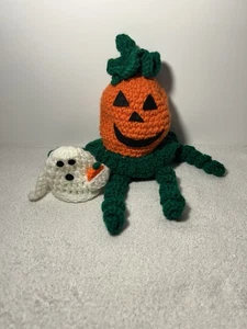 Zucca all'uncinetto fatta a mano e fantasma decorazioni Halloween/autunno - Foto 1 di 24