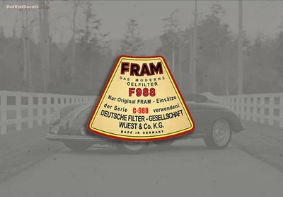 EXCELLENT BRAND NEW PORSCHE 356 A B C SC 912 OIL FILTER CANISTER LID DECAL FRAM - Image 1 of 2