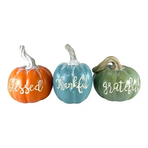 Gesegnete dankbare und dankbare Ernte Kürbis Deko Figuren 3 Stück Set - Bild 1 von 7
