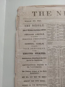 7. November 1860 - Lincoln zum Präsidenten gewählt - New York Herald Zeitung - Bild 1 von 8