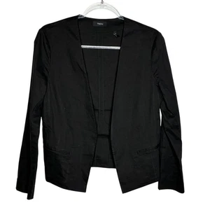 Theory Damen Größe 8 Schwarz Hellbraun Crop Benefield Crunch Blazer Leinen Vorne offen  - Bild 1 von 8