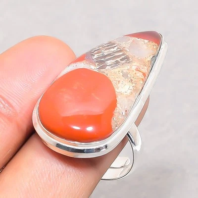 Roter Jaspis Edelstein Handarbeit Mode Ethno Geschenk verstellbar Schmuck Rin... - Bild 1 von 4