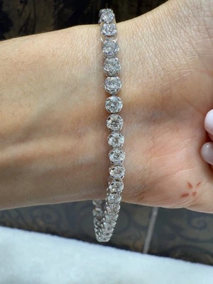 6.48ct Round Brilliant Cut Lab Grown Diamond Tennis Bracelet For Women, Platinum - Image 1 of 4