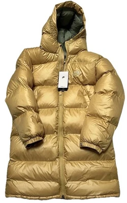 Nova Jaqueta Nike Therma-FIT Repel Puffer com Capuz Inverno Parka Dourada FD2842 Infantil M - Imagem 1 de 4