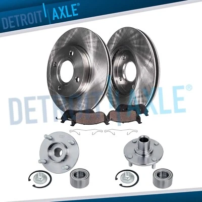 6pc Front Brake Rotors Pad + Wheel Hub Bearing Kit for 2005 2006 2007 Ford Focus - Изображение 1 из 4