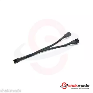 Shakmods 3 pin Fan Y Splitter 20cm Black Sleeved Extension Cable UK First Class - Picture 1 of 2