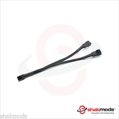 Shakmods 3 pin Fan Y Splitter 20cm Black Sleeved Extension Cable UK First Class - Image 1 of 2