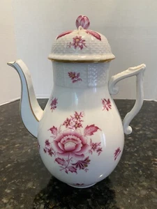 HEREND COFFEE POT RASPBERRY NANKING BOUQUET, 9" NBP HAND PAINTED PORCELAIN ! - Picture 1 of 12