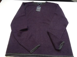 Loft 604 Loro Piana Reversible 100% Cashmere Roll Crew Neck Purple Gray Sweater - Picture 1 of 4