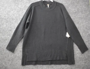 Free People Sweater Oversized S Black Scarlet Ibis Ribbed Knit Crewneck Pullover - Picture 1 of 8