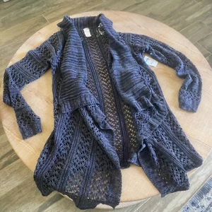 charlotte russe open knit cardigan sweater gray purple NWT size m - Picture 1 of 7