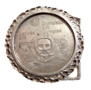 1976 Montreal Olympiad $10 Silver Coin 1974 Belt BUCKLE - Picture 1 of 6