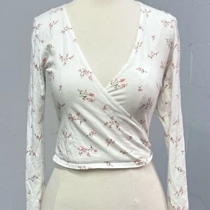 Brandy Melville floral coquette cottagecore long sleeve wrap top - Picture 1 of 5
