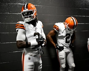 Foto de fútbol americano de la NFL Jerry Jeudy y Amari Cooper antes del juego Cleveland Browns 8x10 - Imagen 1 de 1