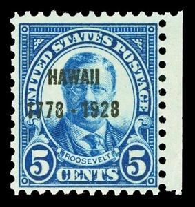 Scott 648 1928 5c Dark Blue Hawaii Overprint Issue Mint F-VF OG NH Cat $21.50 - Picture 1 of 1