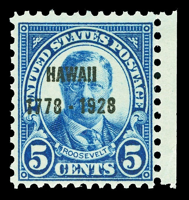 Scott 648 1928 5c Dark Blue Hawaii Overprint Issue Mint F-VF OG NH Cat $21.50 - Image 1 of 1