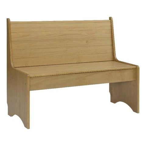 Linon Delk Pine Wood Large Back Rest Bench in Honey Cover