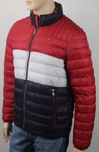 Tommy Hilfiger Red Navy Blue Ultra Loft Puffer Packable Coat NWT $195 - Picture 1 of 1