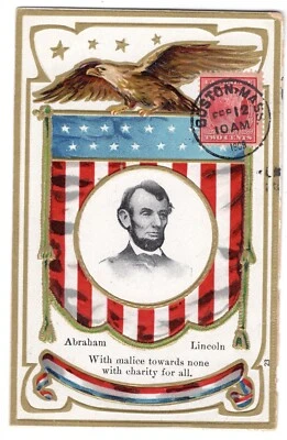 #367 Lincoln First Day Cover Boston MA on Postcard 1909 - Image 1 of 2
