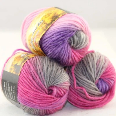 SALE 3BallsX50gr Warm Colorful Rugs Knitting Wool Blankets Crocheted Yarn 02 - Image 1 of 4