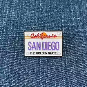 San Diego Pin - California License Plate Cast Metal Enamel Pin Rubber Backing - Picture 1 of 4