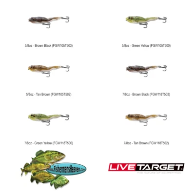Live Target Frog - Walking Topwater Lure (FGW) Pick Any 3 Colors in 2 Size Baits - Image 1 of 4