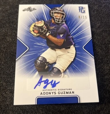 2021 LEAF PERFECT GAME ADONYS GUZMAN BLUE PARALLEL ROOKIE AUTO #8/15 #1 Catcher - Image 1 of 3