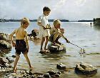 Boys Playing The Shore-Edelfelt Children Repro Giclee