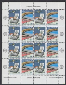 Grecia 1988 Europa Cept foglio di 8 set perforati MNH. - Foto 1 di 1