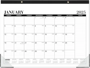 2025 Desk Calendar - Jan 2025 - Dec 2025, 18 Months Large 17" x 22", Black - Picture 1 of 9