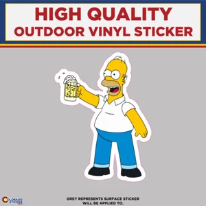 Homer Simpson hält Bier von den Simpsons, hochwertige Vinyl-Aufkleber - Bild 1 von 1