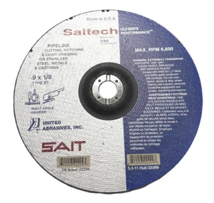 SAIT 9" x 1/8" x 7/8" Depressed Center Grinding Wheel T27 Ceramic USA Made - Picture 1 of 1