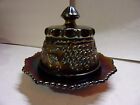 Northwood, Amethyst, Grape & Cable Carnival Glass Butter Dish
