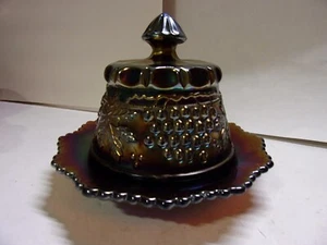 Northwood, Amethyst, Grape & Cable Carnival Glass Butter Dish - Picture 1 of 9