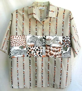 Vintage 80er..LEOPARD/TIERMUSTER..BETT/POL..BLUSE..USA..NEU..Gr. 1X/2X - Bild 1 von 5