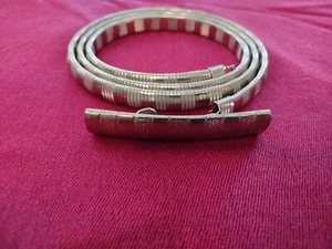 Vintage Silver Stretch BELT Snake Coil Disco Skinny Mesh Textured RETRO 35"-43" - Picture 1 of 8