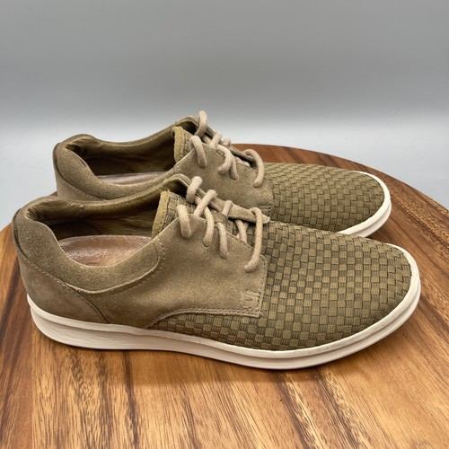 Scarpe UGG Hepner uomo taglia 8 pelle intrecciata Oxford Treadlite sneakers stringate