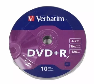 Blank Verbatim Disks 16x DVD+R Discs 120 min 4.7 GB 10 Pack New Sealed - Afbeelding 1 van 1