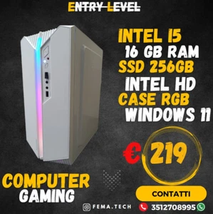 ✅Pc Computer DESKTOP GAMING ✅ i5 SSD 256GB -WIN11 PRO + OFFICE 2024 16GB RAM - Foto 1 di 4