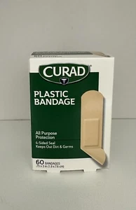 Curad Plastic Bandages .75 X 3 Inches 60 Bandages All Purpose Protection - Picture 1 of 6