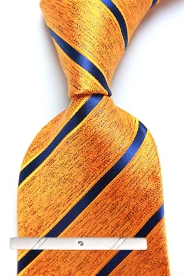 Новый классический в полоску желтый синий JACQUARD сплетенный 100% шелк мужской галстук галстук - Изображение 1 из 4