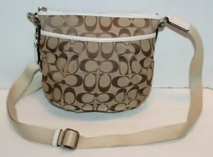 C gemustert hellbraun Canvas Handtasche Höhe 7" Breite 8" Super Zustand kostenloser Versand! - Bild 1 von 8