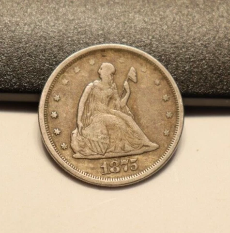 1875 S US 20 Cent Piece VF+ Nice No Problem Coin Cover