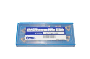 10 insertos de carburo de torneado de acero inoxidable y súper aleación Tmx TCMT 21.52-C25, PC 8010 - Imagen 1 de 2
