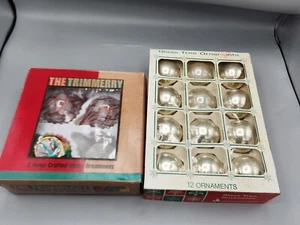 Vintage Chriatmas Ornaments, The Trimmery 3 Hand Crafted, 12 Silver Glass Balls - Picture 1 of 5